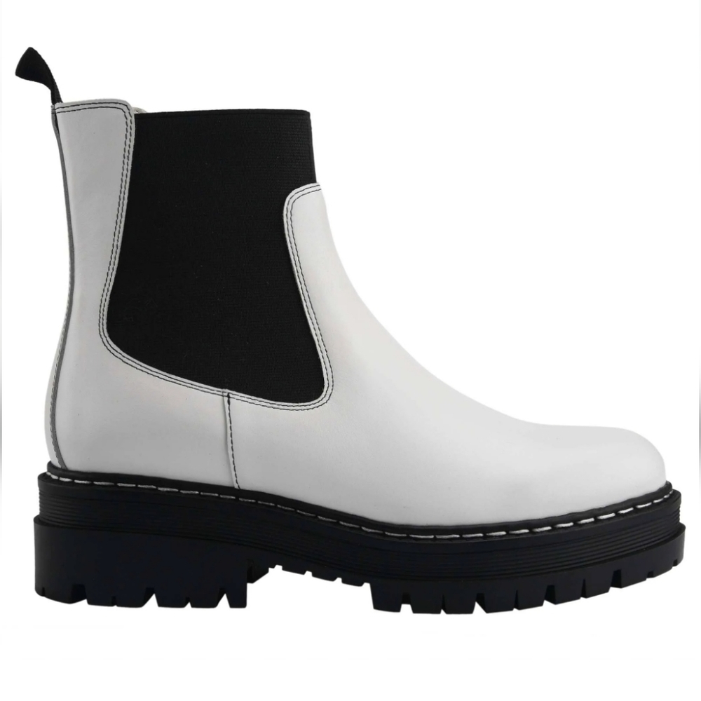 Marc Fisher Leather Patrick Chelsea Boot Lug Sole Moto Combat Boot Size 8 #644